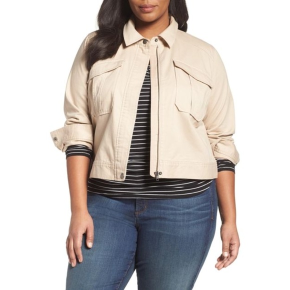 Sejour Crop Utility Lightweight Twill Jacket Khaki - Picture 1 of 8